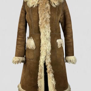 1970s Penny lane Coat Women Afghan Shearling Bohemian Winter Coat Genuine Suede Leather Handmade Vintage Women Coat