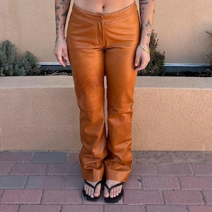 Leather Pants for Women – 90&#39;s Vintage Trousers – Straight Leg Boho Western Women Pants – Real Sheep Leather Handmade Pants