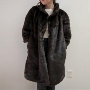 Vintage Dark Brown Faux Mink Fur Coat – Women Long Faux Fur Coat - Bohemian Mink Coat