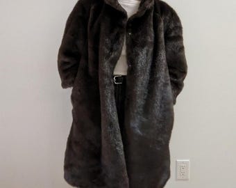 Vintage Dark Brown Faux Mink Fur Coat – Women Long Faux Fur Coat - Bohemian Mink Coat
