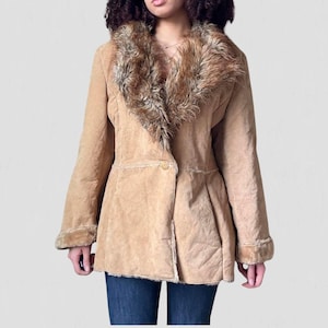 Women&#39;s Penny Lane Coat Multi Fur Collar Afghan Coat 70&#39;s Vintage Fur Lining Jacket Women Winter Leather Jacket