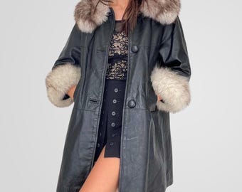 Abrigo Penny Lane negro para mujer, estilo años 70, largo medio, estilo afgano, abrigo bohemio de piel de oveja estilo western para mujer.