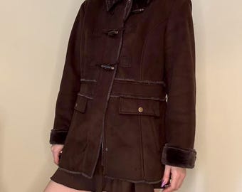 Penny Lane Coat Women Shearling Coat Vintage Afghan Coat Boho Hippie Sheepskin Coat Mid Length Suede Fur Coat