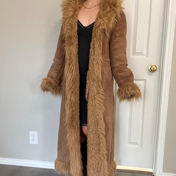 Women Penny Lane Coat Vintage Afghan Coat 70s-inspired Shearling