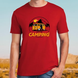 T-Shirt &quot;Let&#39;s go Camping&quot; – VW Bus & Mountains – Gift for Vanlife Lovers