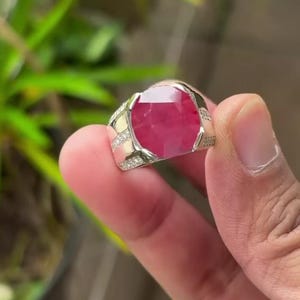 Handmade Oval Ruby Ring, 3ct Natural Unheated Sterling Silver Birthstone Jewelry
