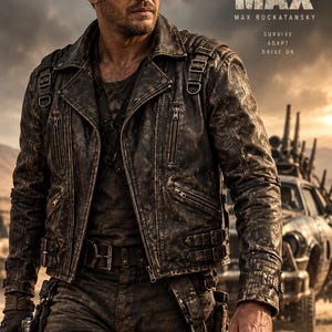 Movie Jacket | Max Rockatansky Inspired Black Leather Jacket - Post Apocalyptic Biker Coat • Mad Max Cosplay