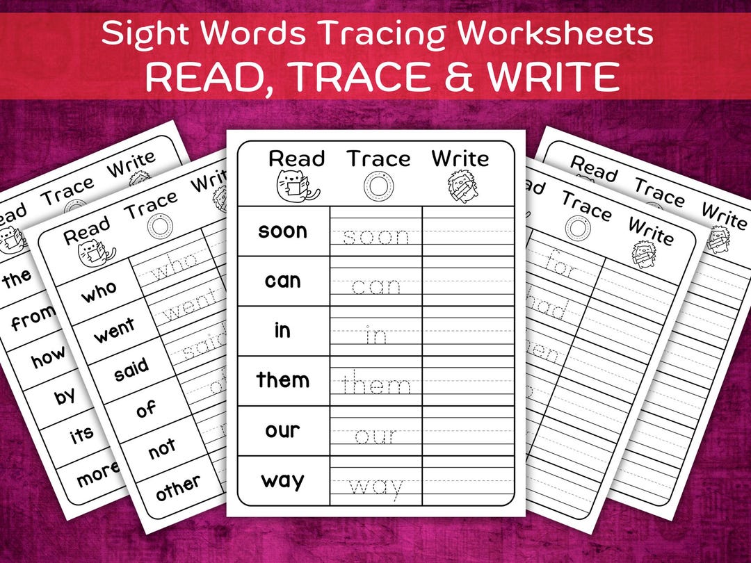 Sight Words Tracing Worksheets for Kids | Read, Trace, Write Activity ...