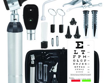 Otoscope Oph Diagnostic Set 34 - Piece Medical and Nursing Student Otoscope/Opthalmoscope Kit- with Leather Case and Professional (Advanced)