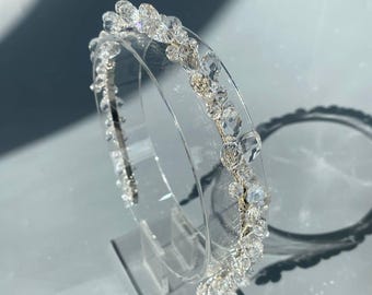Kristall Braut Haarband - Handgefertigte Hochzeit Tiara, Eleganter Haarschmuck, funkelnder Braut Kopfschmuck