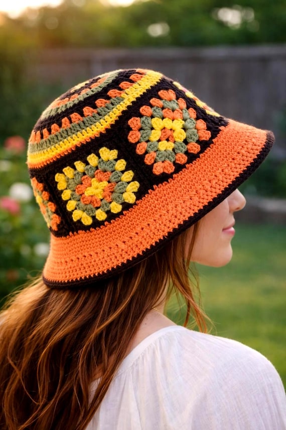 Crochet Bucket Hat – Handmade Bouclé Knit, Textured Cozy  display picture 2
