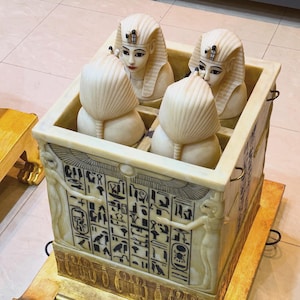 The Canopic chest of King Tutankhamun, Original size made by Professor Mostafa, Full Tomb of king Tutankhamun is available.