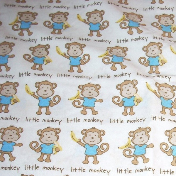 Little Monkey Boy - Cotton fabric - 36 inches (one yard) long by 14 INCHES WIDE (Free shipping)