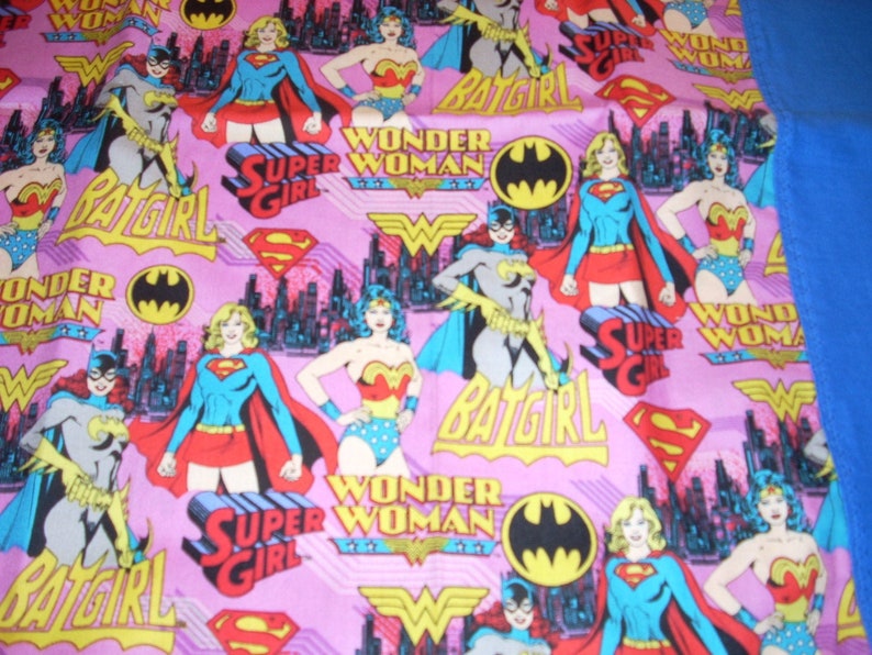 Wonder Woman Free Shipping Fits Standard and Queen size pillows Female Superheroes Cotton Pillowcase with blue trim -Supergirl Batgirl