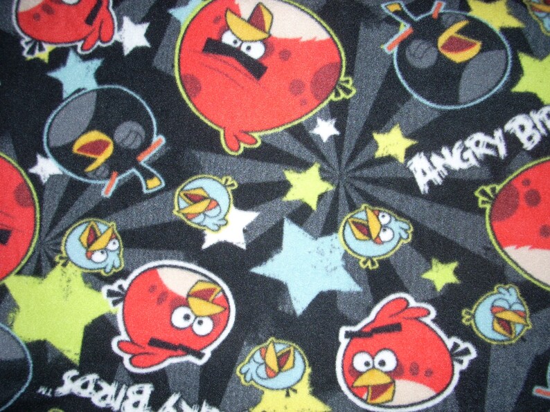 Finished Sewn Edges Fleece Blanket 2 layers of fleece -70 x 59 FREE SHIPPING Angry Birds