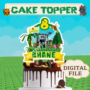 Grow A Garden Personalized Cake Topper, Custom Printable PNG PDF File, Roblox Kids Decoration for Birthday Party, Perfect for Baby, Teen