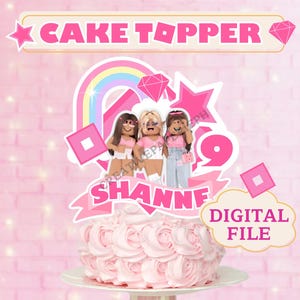 Roblox Personalized Cake Topper for Girls, Custom Printable PNG PDF File, Video Mobile Game Decoration Birthday Girls, Teens, Party Decor