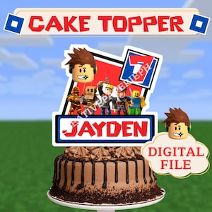 Roblox Personalized Cake Topper for Boys, Custom Printable PNG PDF File, Blox Video Mobile Game Decoration Birthday Boys, Teens, Party Decor