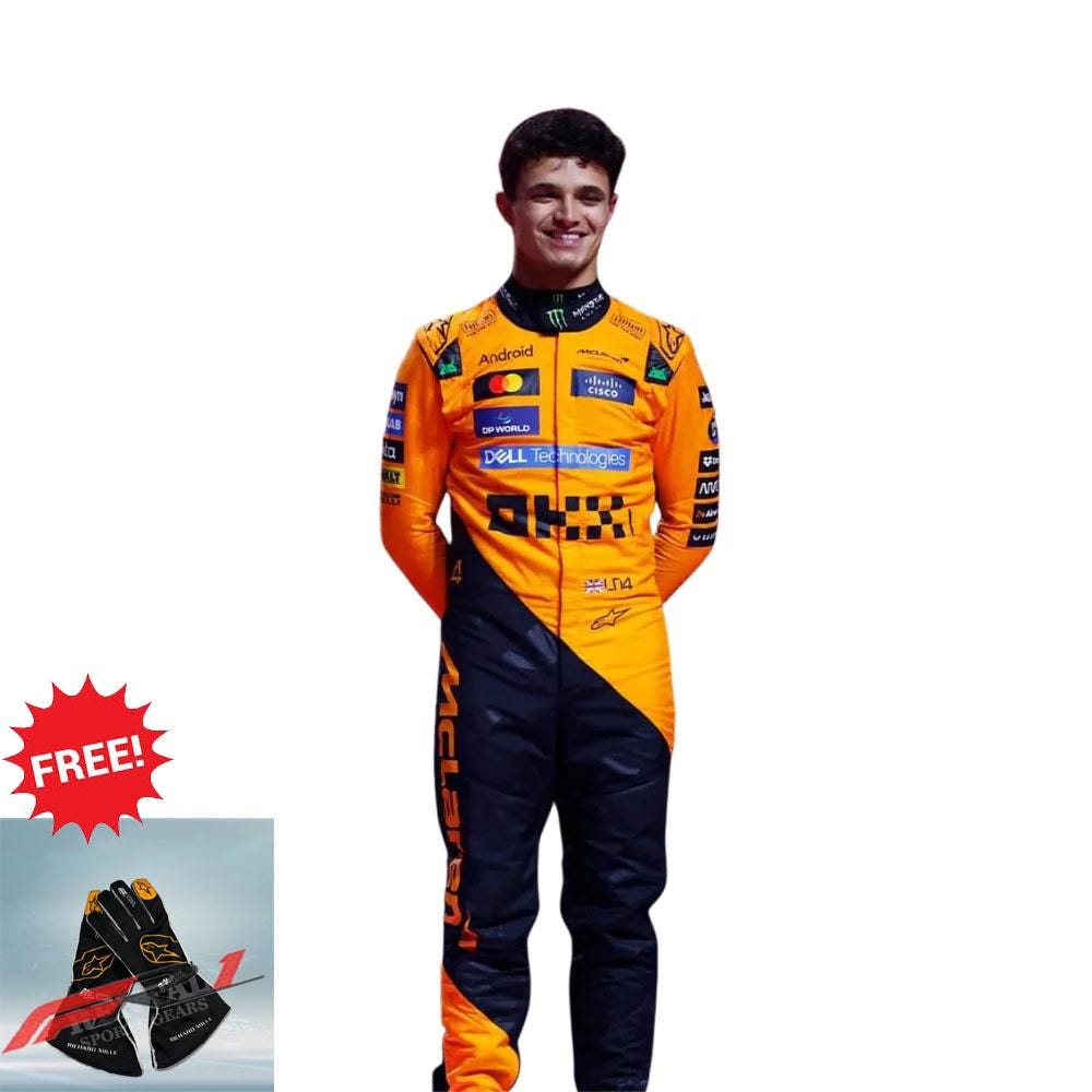 マクラーレン 2025 F1 チームスタイル カート レーシングスーツ + 無料