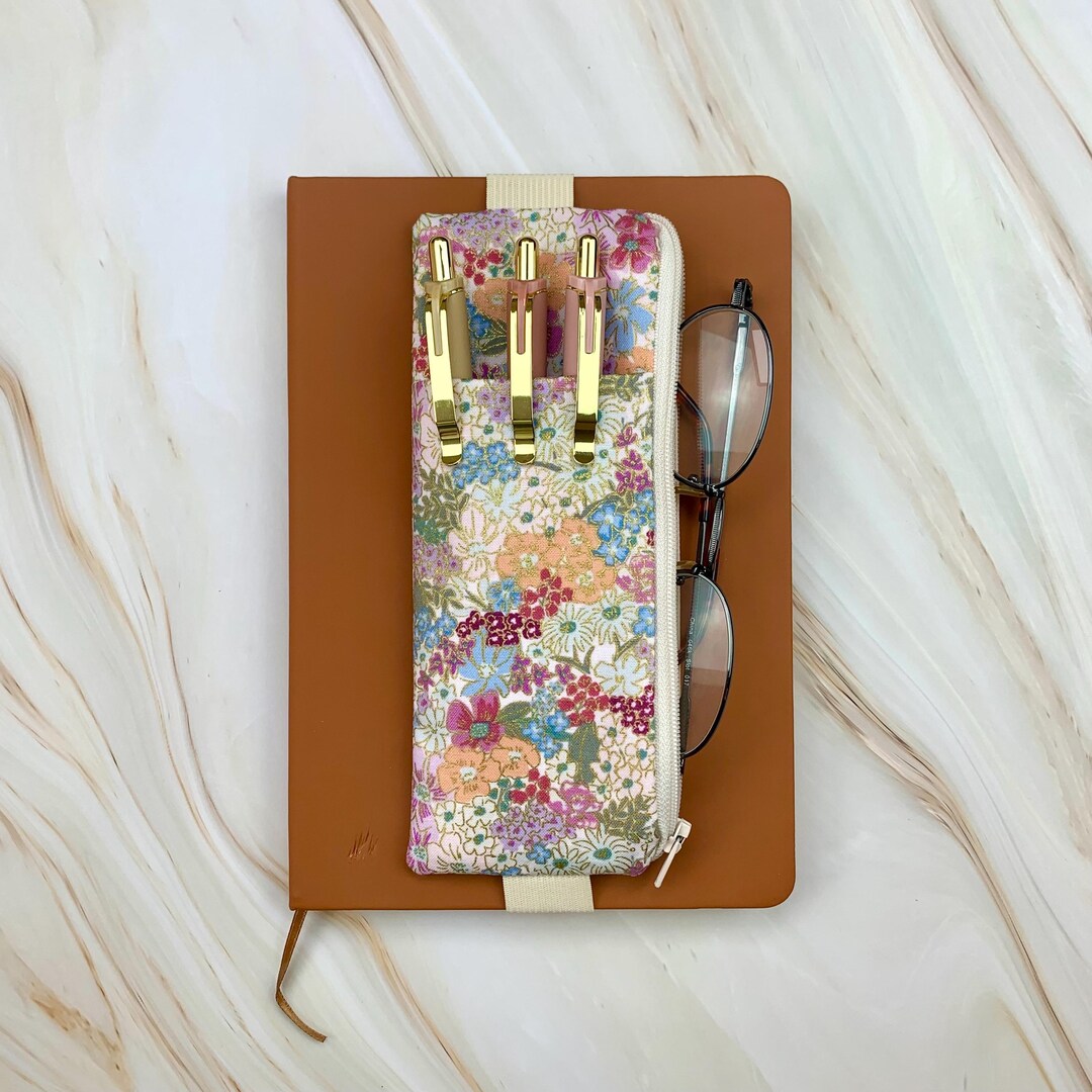 Attachable Pen and Glasses Case Holder With Elastic Band, Zipper Pouch ...