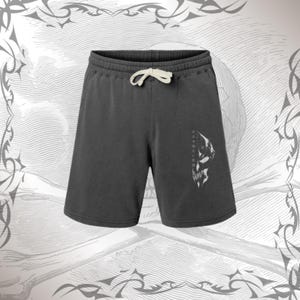 Cyber Goth Fleece Sweat Shorts for Casual Comfort, Relaxed Fit, Summer Lounging, Beach Wear, Graphic Print Shorts, Mood-Boosting Gear