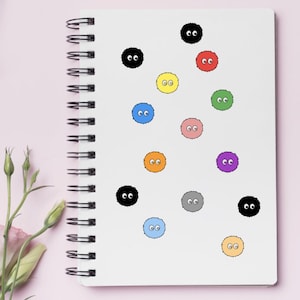 Set of 5: Soot Sprites Mini Decal Sticker- Colourful Sprites Spirited Away inspired dust buddy-custom rearmirror sticker FREE SHIPPING