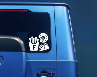 FDT Subtle Fries Doughnut Taco Vinyl Decal Sticker: Matte Holographic Glossy Sparkle Shimmer