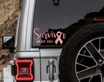 Custom Cancer Survivor Ribbon Car Decal Sticker- Personalized Year