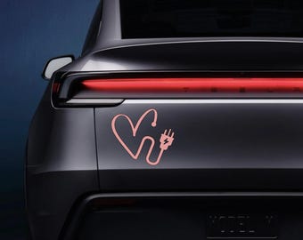 Love EV Car Decal: Electric Car Bumper Sticker.