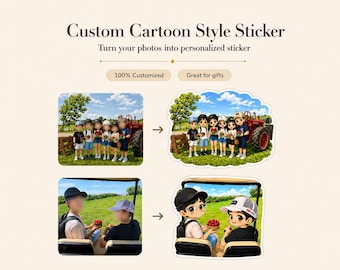 Custom Cartoon Style Vinyl Stickers-Laptop, Phone,Diary, Decor. Vacation Holiday Memory Sticker