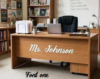 Teacher Name Custom Vinyl Decal - Desk, Whiteboard, Laptop: Holographic Matte Glossy Sparkle Shimmer Back to School/Teacher Gift