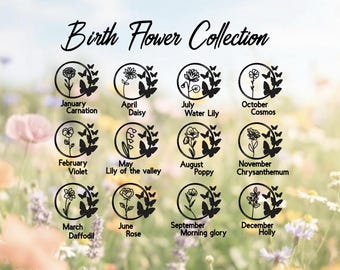Birth Flower with Butterflies Vinyl Decal Sticker-Holographic Shimmer Sparkle Matte Glossy