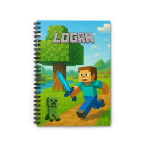 Custom Pixel Art Notebook - Personalized Gamer Notebook, Perfect for Dads, Gifts for Fathers Day, Gamer Journal, Kids School Supplies