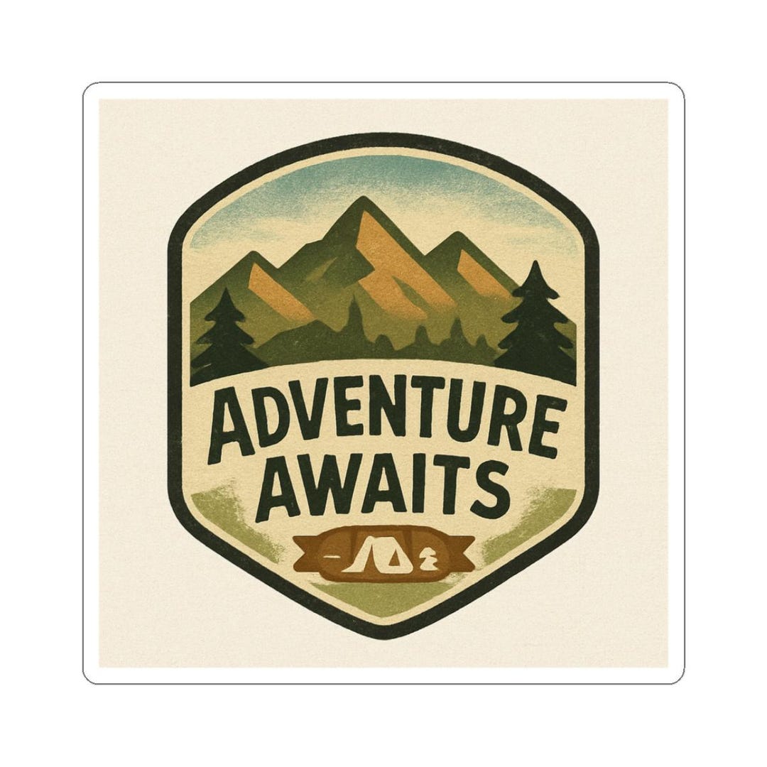 Adventure Awaits Badge Sticker | Kiss-cut Sticker - Etsy