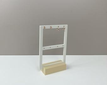 Expositor de pendientes rectangular, organizador de joyas de 2 filas, impresión 3D