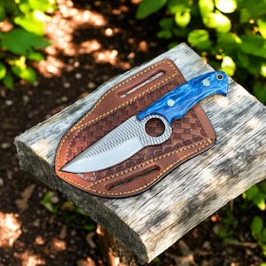 Custom Handmade Rasp File Knife With Pancake Leather Sheath