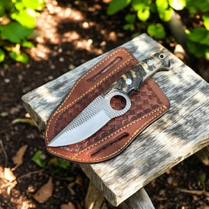 Custom Made Ferrier Rasp File Knife With Cowhide Leather Sheath , Personalized Knife , Bull Cutter Knife With Sheath