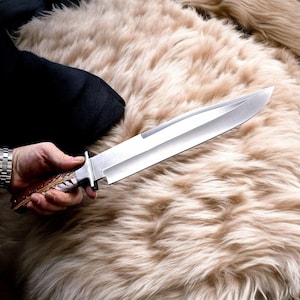 Handmade AUS 10 Steel Bowie Knife: Pine Cone Resin Handle, Leather Sheath