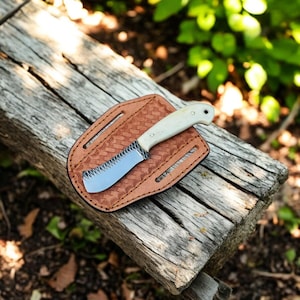 Camel Bone Handmade Ferrier Rasp File Knife With Leather Sheath , Best Gift For Him , Cowboy Knife