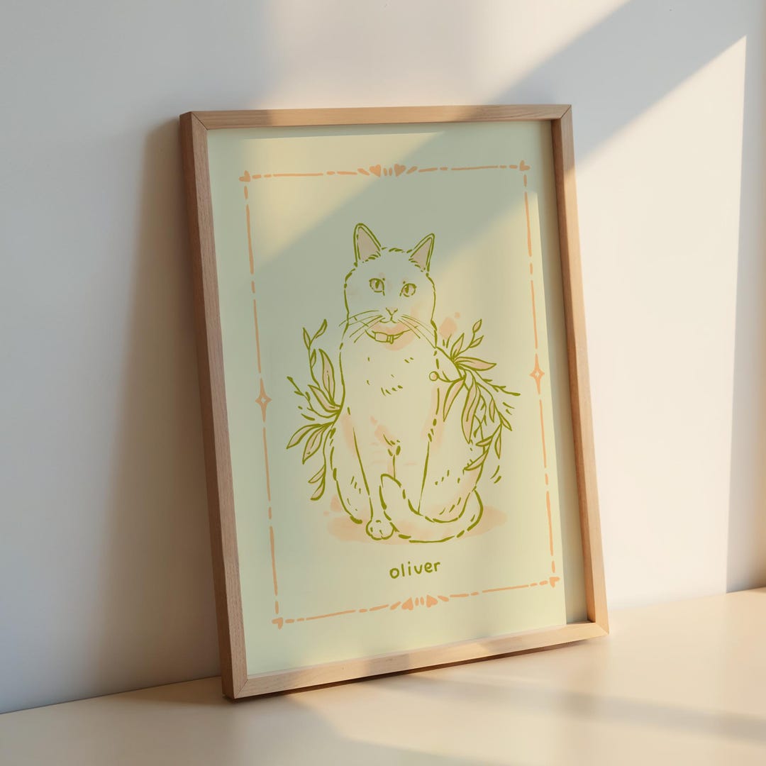 Custom Cat Portrait, Funny Badly Drawn Pet Art, Personalized Cat Poster ...