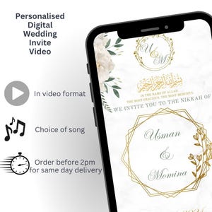 Muslim Islamic Nikah Nikkah Digital Wedding Invite Video - Editable and Personalised Invitation