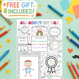 Alles over mijn vader – Vaderdagactiviteit voor kinderen met GRATIS trofeekaart | Werkblad handafdruk knutselen en kleuren voor kleuters