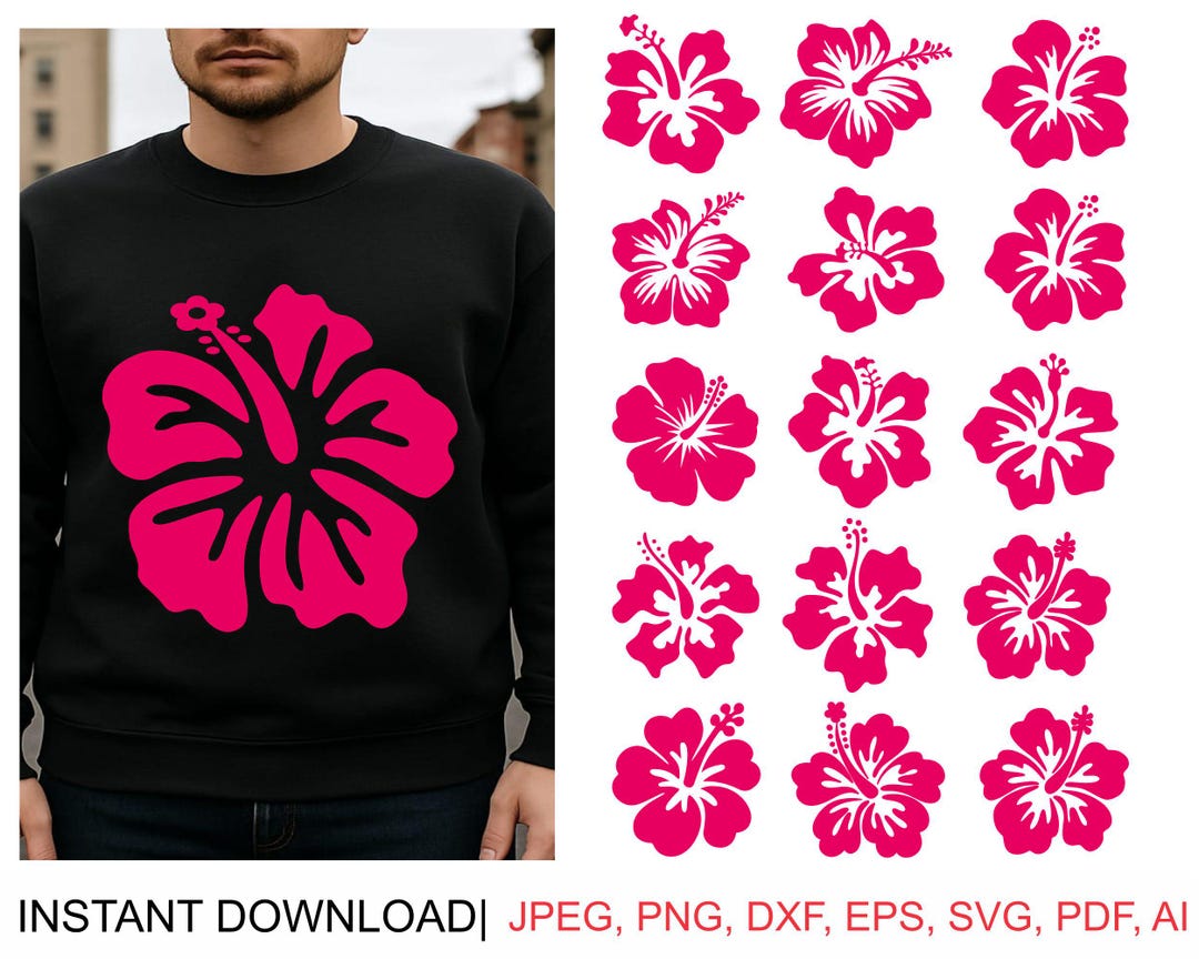 Hibiscus Flowers Svg Bundle, Hibiscus Svg Png, Hawaiian Flower Svg ...