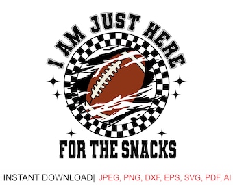 Sono qui solo per gli spuntini Football SVG: File di taglio dell'intervallo del Super Bowl (download digitale)