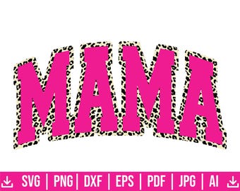 Mama Leopard Print SVG: Retro Varsity Design (Digital Download)