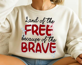 Land Of The Free Because Of The Brave Png, 4th Of July Png, Floral America Png, America Coquette Bow Png, Sublimation Design, Patriotic Png