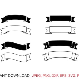 Banner Svg, Banner Svg Bundle, Banner Outline, Ribbon Svg, Ribbon Banner Svg, Banner Clipart, Gift For Her, Cut Files Cricut, Silhouette