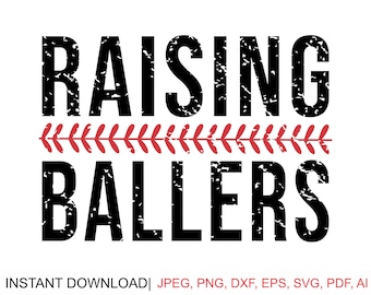 Baseball Mom SVG: Raising Ballers PNG, Game Day Cut Files (Digital Download)