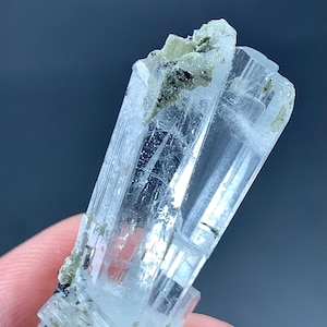 39 Carat Aquamarine Crystal With Black Tourmaline Specimen From Pakistan