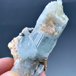 110 Carat Aquamarine Crystal With Black Tourmaline Specimen From Pakistan